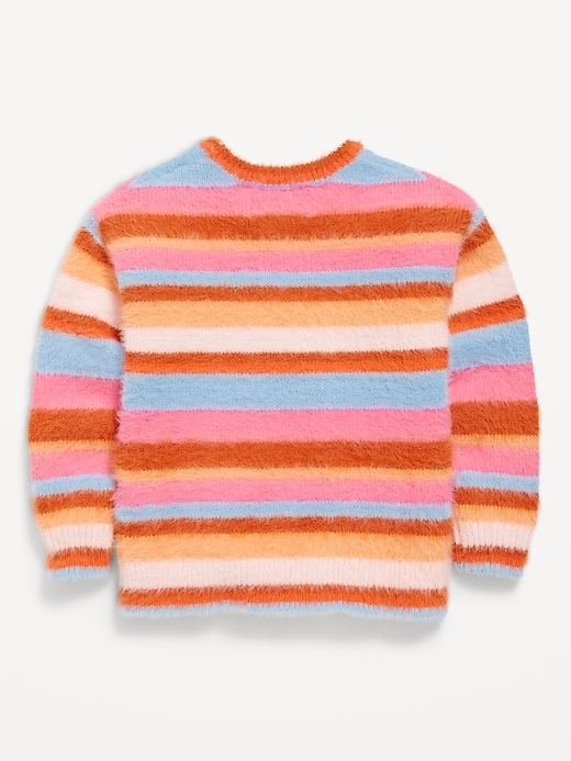 View large product image 2 of 2. Long-Sleeve Striped Eyelash Sweater for Toddler Girls