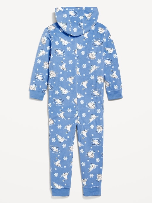 View large product image 2 of 4. Printed Gender-Neutral Microfleece Hooded One-Piece Pajamas for Kids