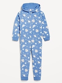 View large product image 3 of 4. Printed Gender-Neutral Microfleece Hooded One-Piece Pajamas for Kids