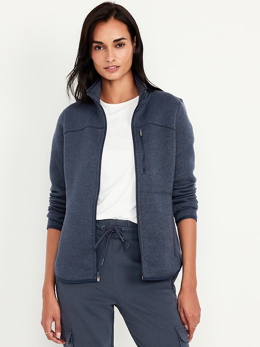 Image number 1 showing, Fleece-Knit Zip Jacket