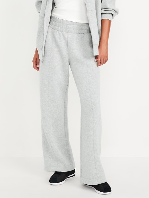 Image number 1 showing, High-Waisted Bounce Fleece Wide-Leg Pants