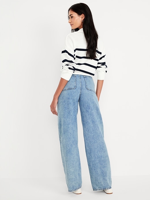 Image number 4 showing, High-Waisted Baggy Wide-Leg Trouser Jeans