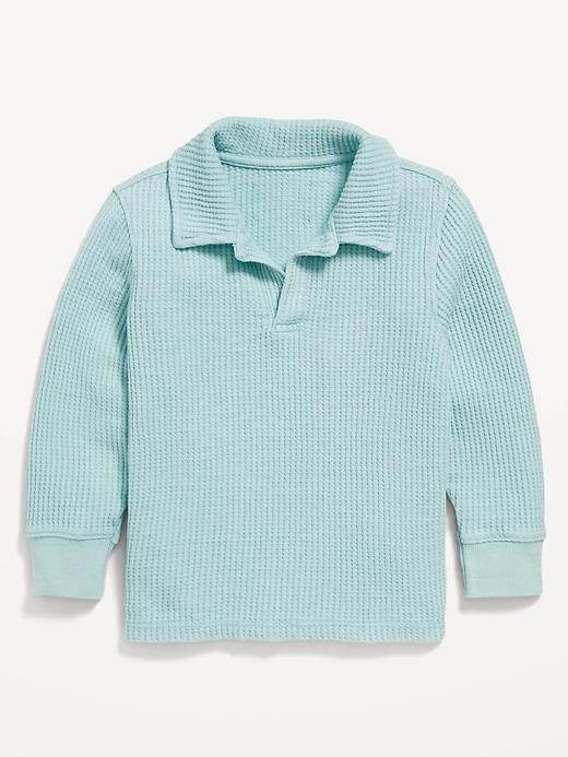 View large product image 1 of 1. Long-Sleeve Collared Thermal-Knit Shirt for Toddler Boys