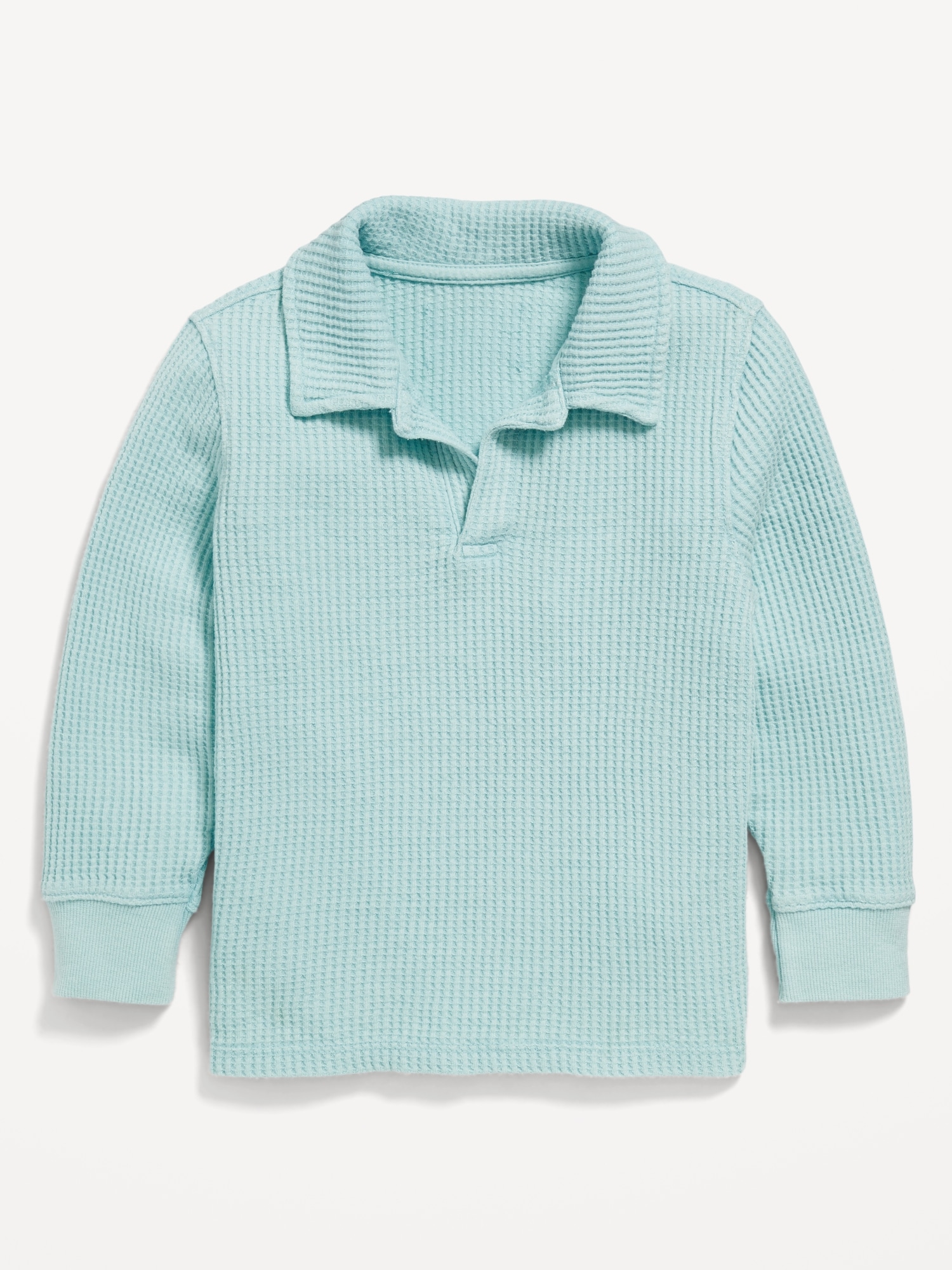 Long-Sleeve Collared Thermal-Knit Shirt for Toddler Boys