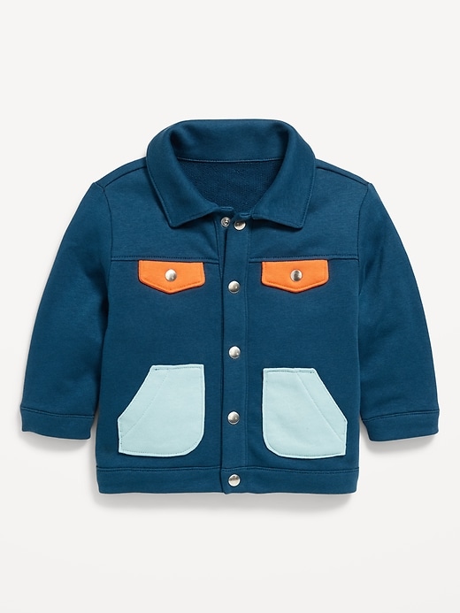 View large product image 1 of 2. Long-Sleeve French Terry Utility Shacket for Baby