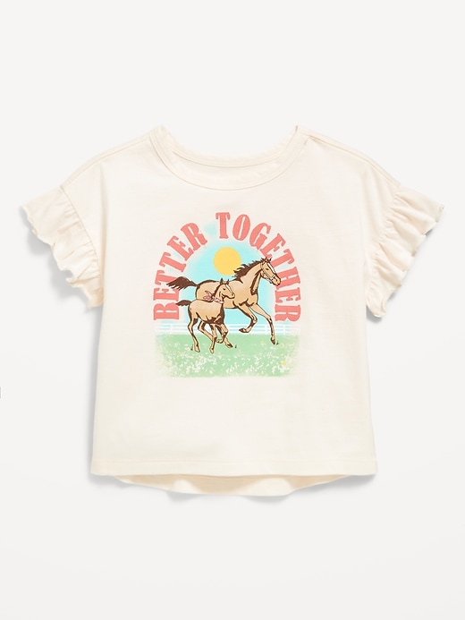 View large product image 2 of 2. Short Ruffle-Sleeve T-Shirt for Toddler Girls