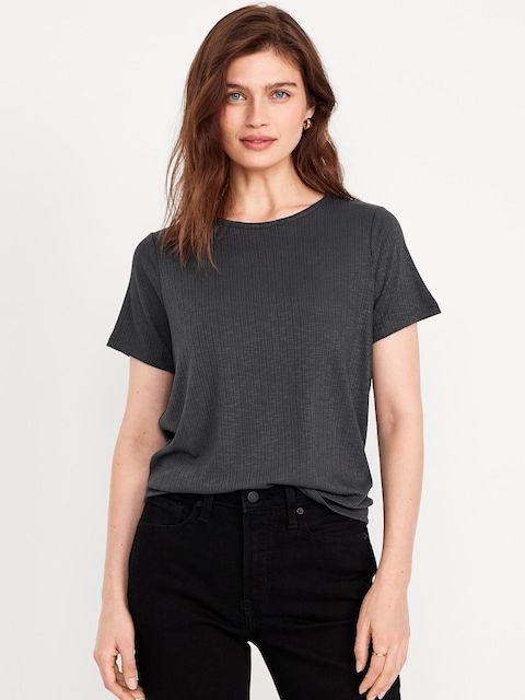 Luxe Ribbed Slub-Knit T-Shirt - Ribbed Panther