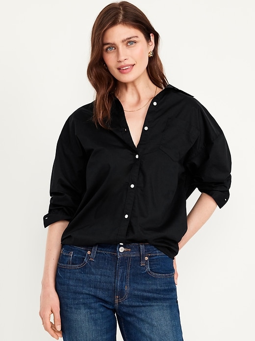 Image number 1 showing, Oversized Button-Down Boyfriend Shirt