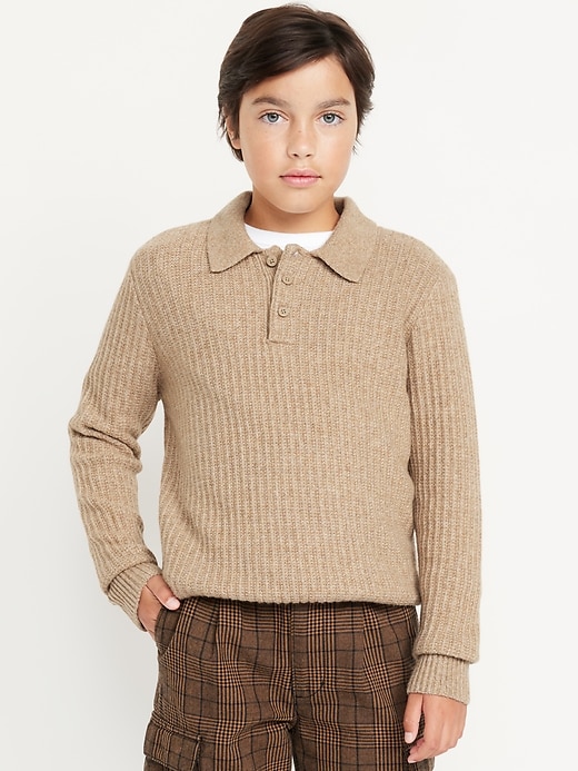 View large product image 1 of 3. SoSoft Long-Sleeve Polo Sweater for Boys