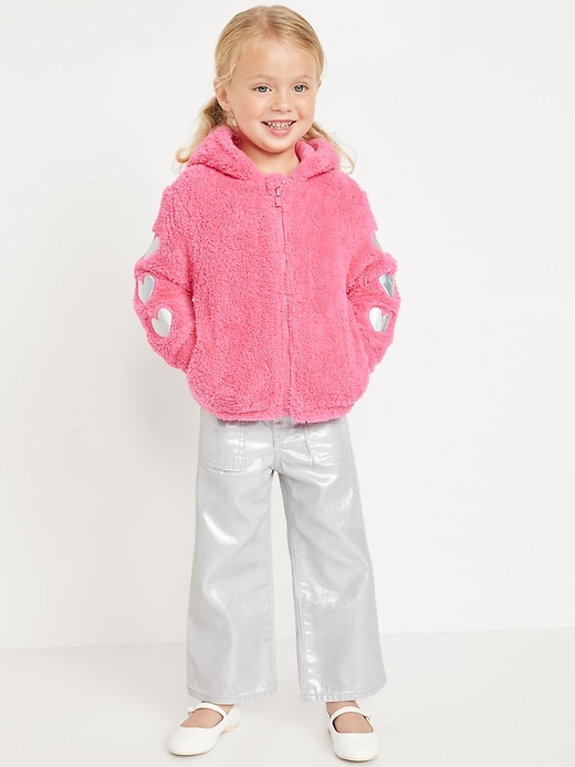 View large product image 1 of 2. High-Waisted Baggy Silver Shine Wide-Leg Jeans for Toddler Girls