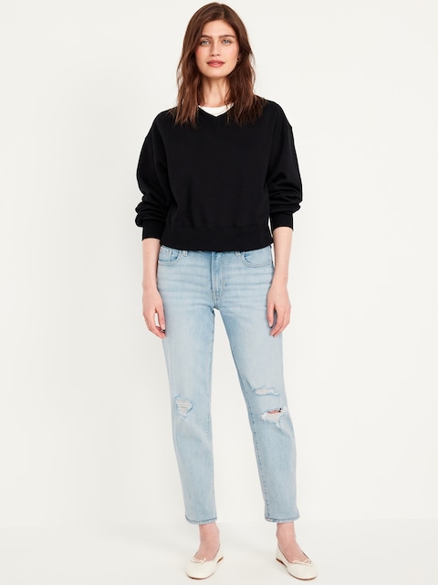 Mid-Rise OG Straight Ankle Jeans - Ripped Light Wash