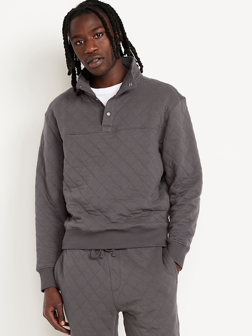 Image number 1 showing, Quarter-Snap Quilted Fleece Sweatshirt