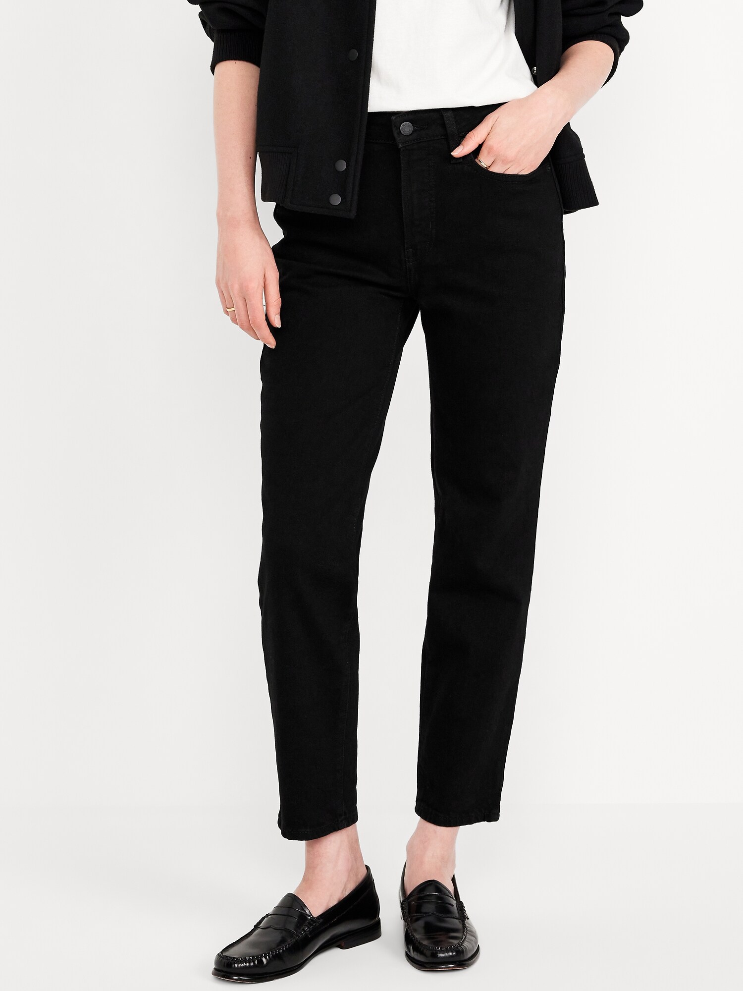 Женские джинсы Old Navy High-Waisted OG Straight Ankle, цвет: Чёрный, вариант 1 — фото 2