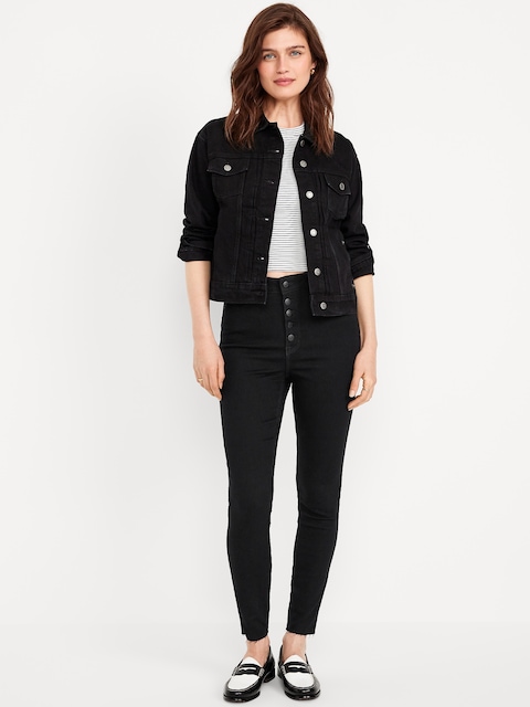 Extra High-Waisted Rockstar 360° Stretch Super-Skinny Jeans - Black Wash