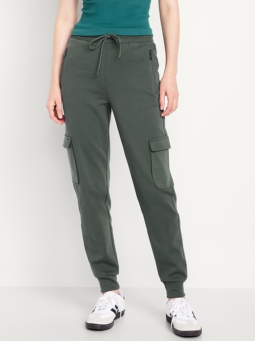 Image number 1 showing, High-Waisted Dynamic Fleece Cargo Joggers