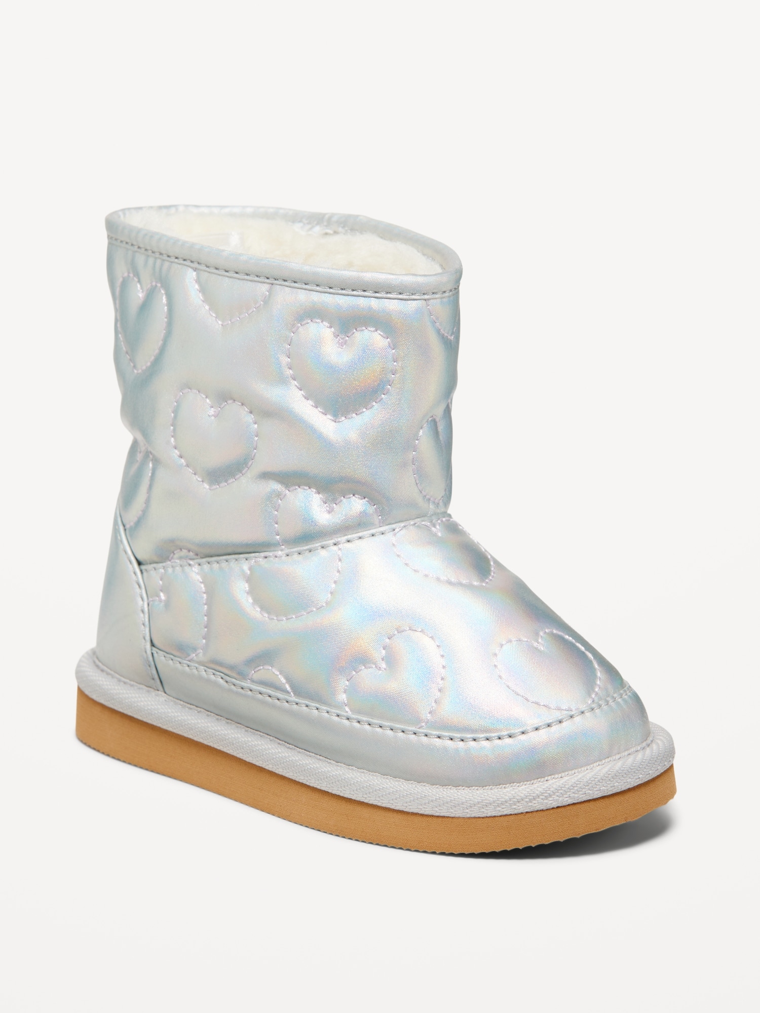 Metallic Quilted Faux-Fur Lined Boots for Toddler Girls