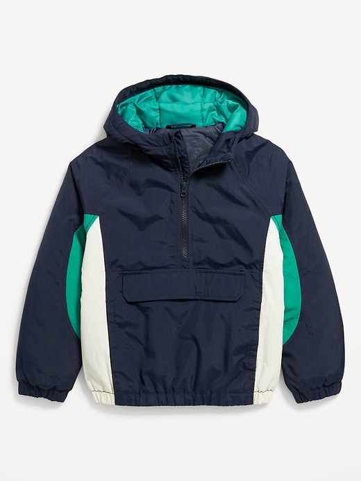 View large product image 2 of 3. Water-Resistant Half-Zip Color-Block Jacket for Boys