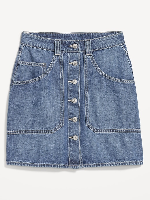 Image number 4 showing, Mid-Rise Jean Utility Mini Skirt