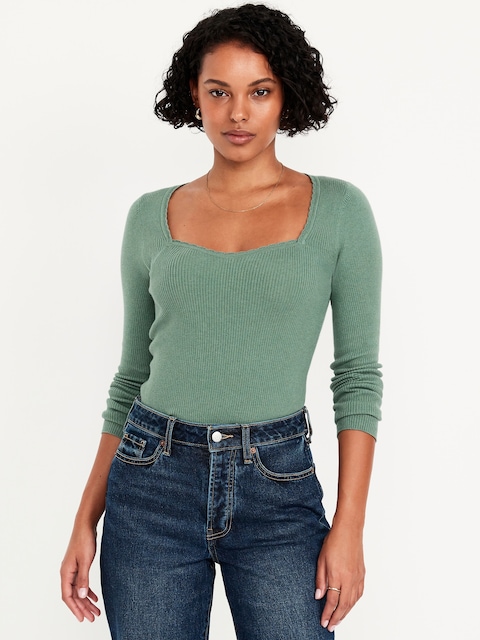 Long-Sleeve Ribbed Sweater - Dried Herb