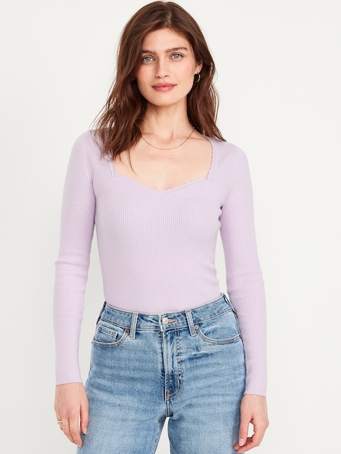 Long-Sleeve Ribbed Sweater - Lilac Mist
