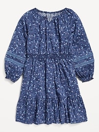 View large product image 3 of 4. Printed Long-Sleeve Fit and Flare Dress for Girls