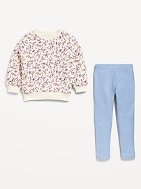 View large product image 3 of 3. Quilted Crew-Neck Sweatshirt and Leggings Set for Toddler Girls