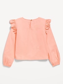 View large product image 3 of 3. Long-Sleeve Ruffle-Trim Top for Girls