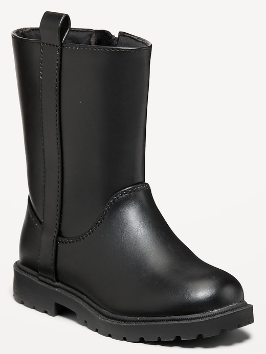 View large product image 1 of 3. Tall Faux-Leather Side-Zip Boots for Toddler Girls