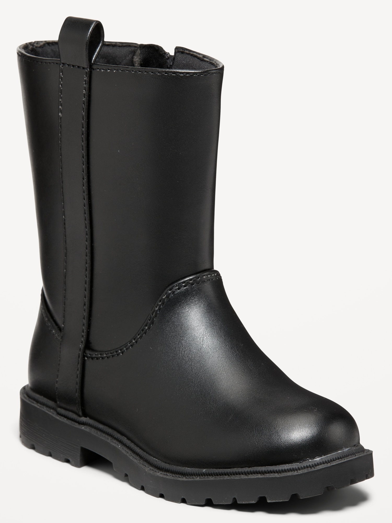 Tall Faux-Leather Side-Zip Boots for Toddler Girls