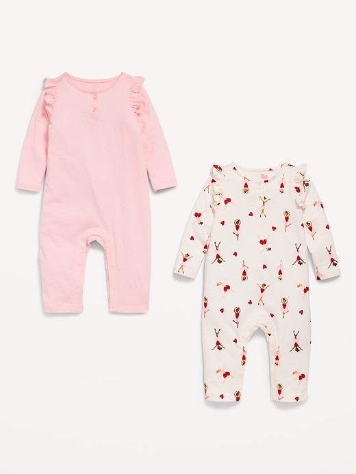 View large product image 2 of 2. Printed Ruffle-Trim Jumpsuit 2-Pack for Baby