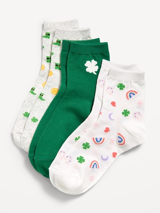 View large product image 1 of 1. Novelty Quarter Crew Socks 3-Pack for Women