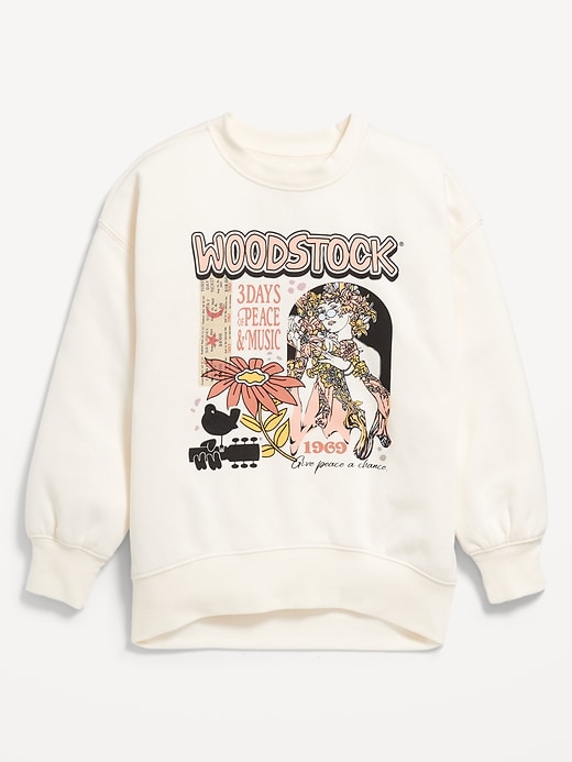 View large product image 2 of 3. Oversized Licensed Graphic Tunic Sweatshirt for Girls