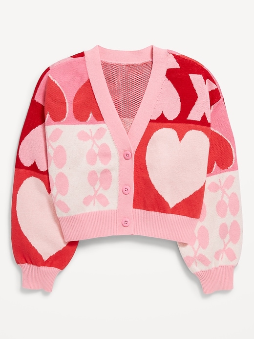 View large product image 1 of 3. Printed Button-Front Cardigan Sweater for Girls