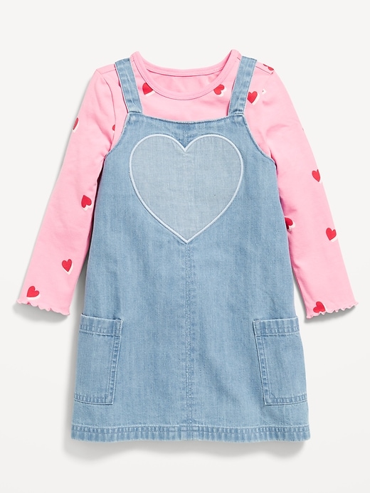 View large product image 1 of 3. Printed Long-Sleeve T-Shirt and Jean Dress Set for Toddler Girls