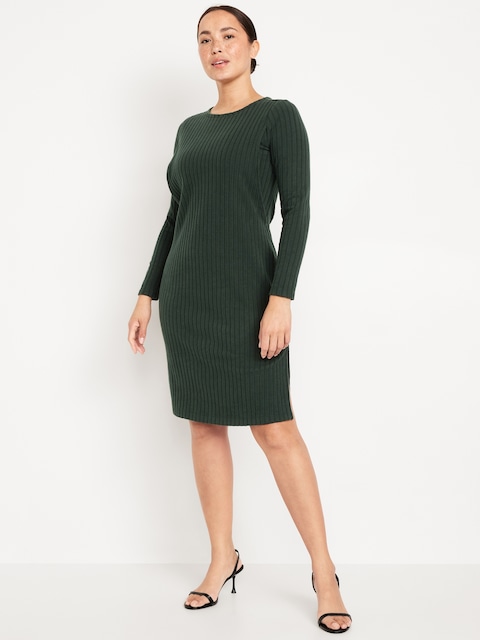 Maternity Long-Sleeve Nursing Dress - Dark Bottle