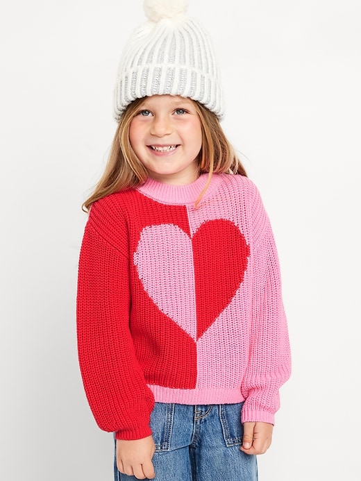 View large product image 1 of 2. Loose Puffy-Sleeve Sweater for Toddler Girls