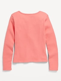 View large product image 3 of 3. Fitted Long-Sleeve Ribbed Lace-Up Top for Girls