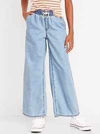Image number 1 showing, High-Waisted Baggy Wide-Leg Pull-On Jeans for Girls