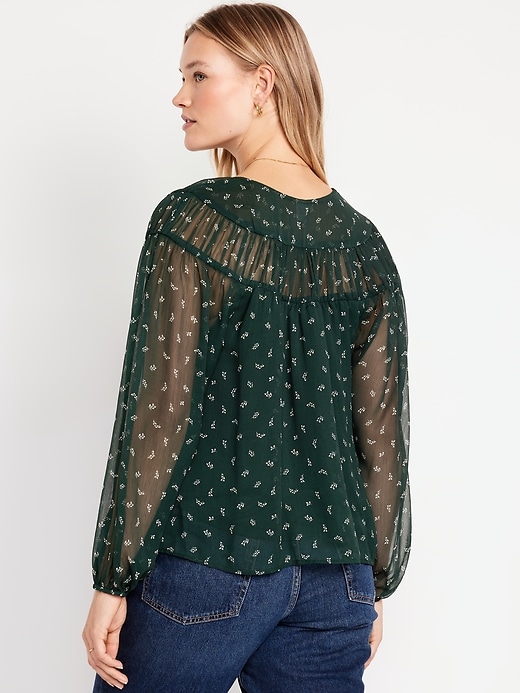 Image number 5 showing, Tie-Front Chiffon Top