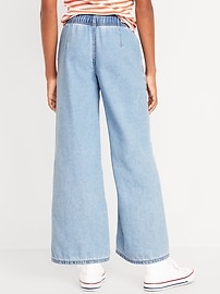 Image number 2 showing, High-Waisted Baggy Wide-Leg Pull-On Jeans for Girls