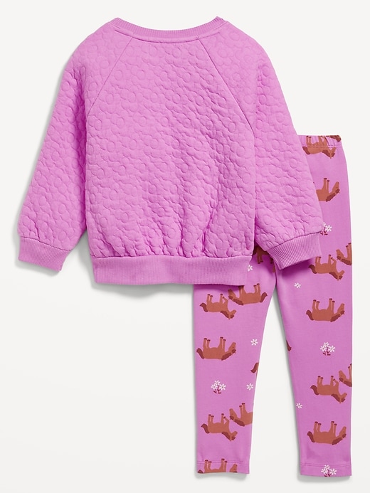 View large product image 2 of 3. Quilted Crew-Neck Sweatshirt and Leggings Set for Toddler Girls