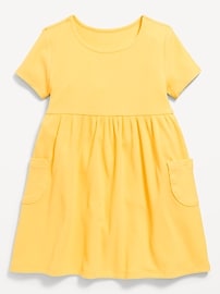 Image number 1 showing, Short-Sleeve Ribbed Fit and Flare Pocket Dress for Toddler Girls