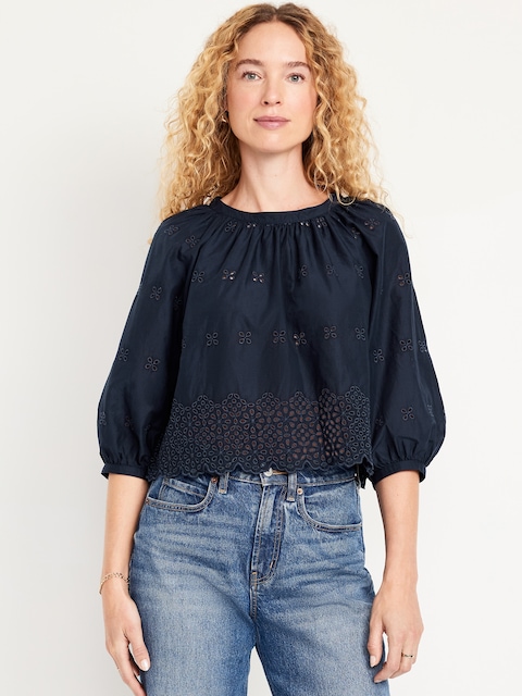 Perforated Cropped Top - In The Navy
