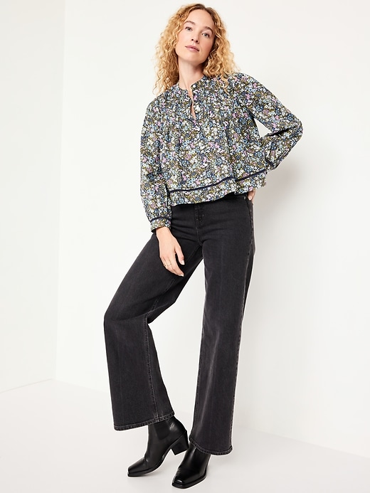 Image number 3 showing, Button-Down Cropped Pintuck Shirt