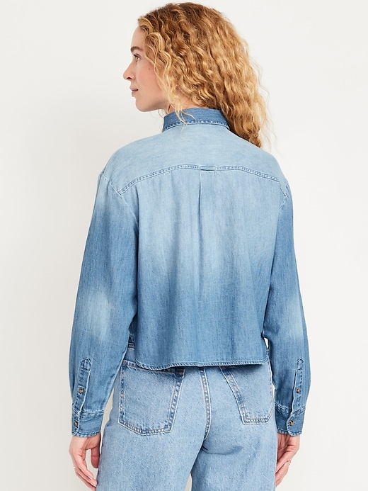 Image number 2 showing, Jean Button-Down Cropped Shirt