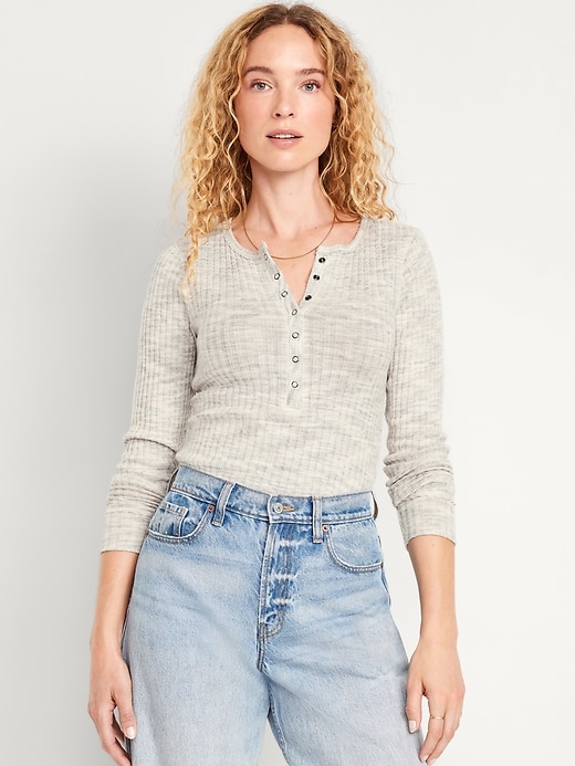 Image number 1 showing, Ribbed Henley Top