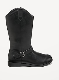 View large product image 3 of 4. Tall Faux-Leather Buckled Boots for Girls