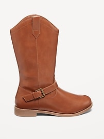 View large product image 3 of 4. Tall Faux-Leather Buckled Boots for Girls