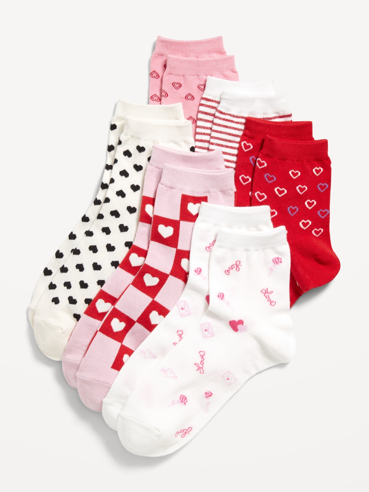 6-Pack Novelty Quarter Crew Socks for Women