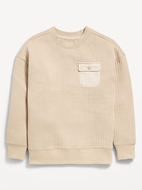 Image number 2 showing, Oversized Quilted Fleece Utility Pocket Sweatshirt for Boys
